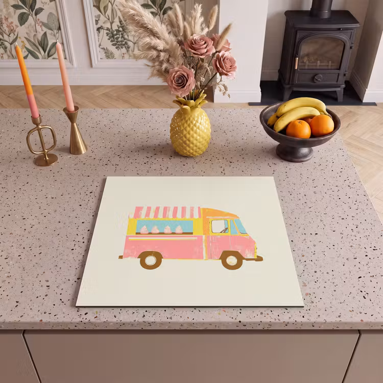 Protector de inducción - Carrito de helados - Retro - Helados suaves - Rosa — 3