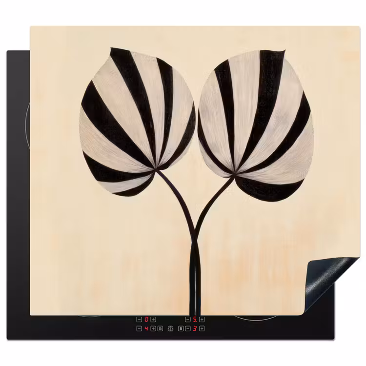 Protector de inducción - Hojas - Rayas - Tallo - Beige — 1