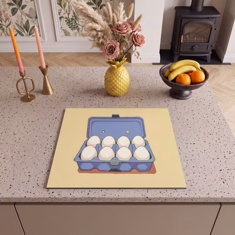 Protector de inducción - Huevos - Caja - Minimalista - Azul — 3
