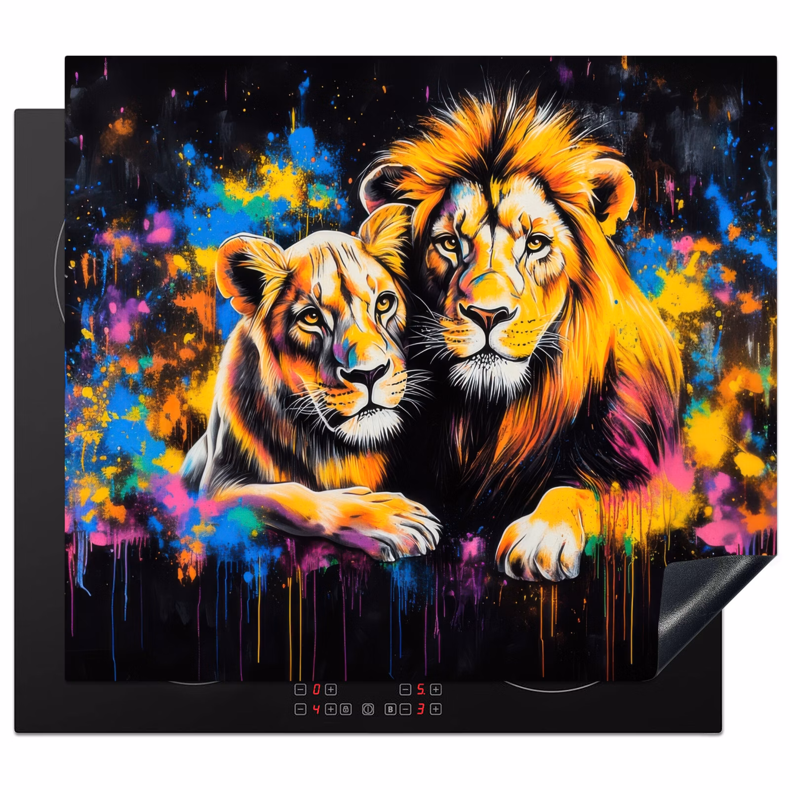 Protector de inducción - Leones - Pintura - Colores — 1