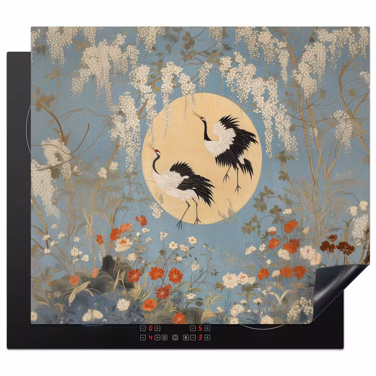 Protector de inducción - Grullas - Luna - Flores - Azul — 1