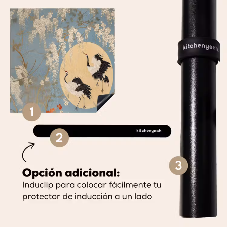 Protector de inducción - Grullas - Luna - Flores - Azul — 8