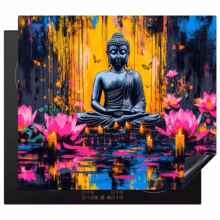 Protector de inducción - Buda - Flores - Velas - Amarillo — 1