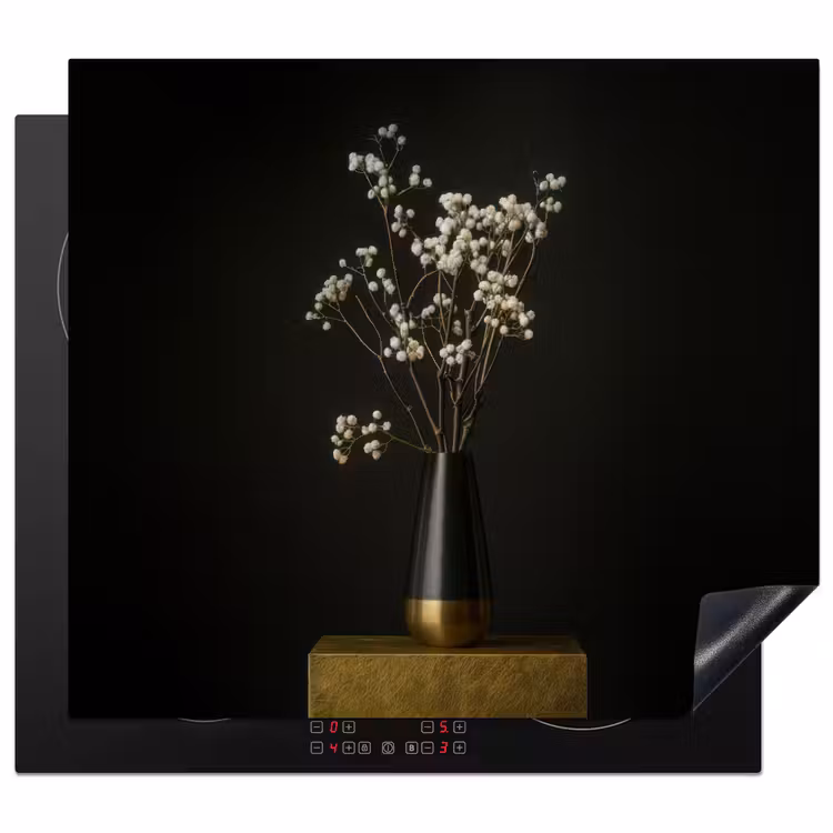 Protector de inducción - Bulbos de flores - Blanco - Jarrón - Minimalista — 1