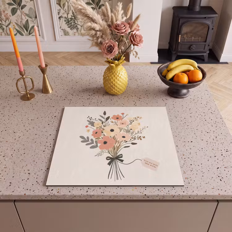 Protector de inducción - Flores - Cita - Beige - Cinta — 3