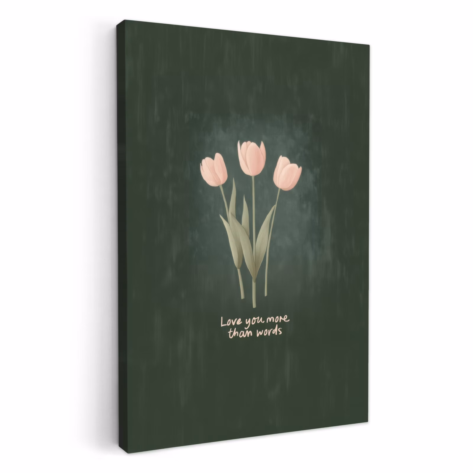 Lienzos decorativos - Tulipanes - Rosa - Texto - Amor — 1