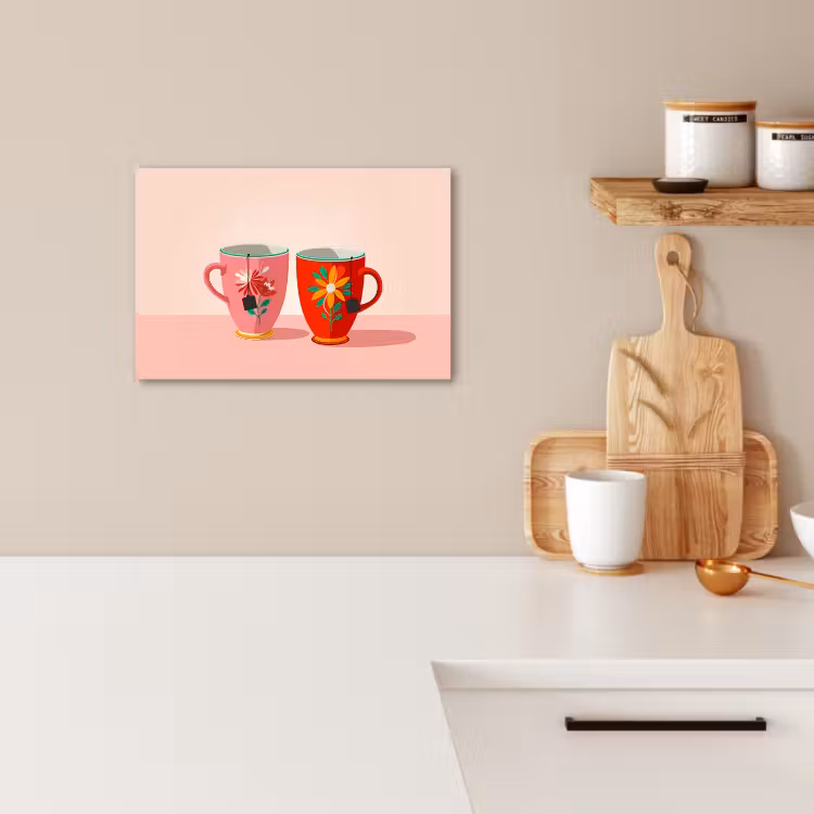 Lienzos decorativos - Tazas de té - Flores - Rosa - Bolsitas de té — 4