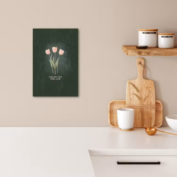 Lienzos decorativos - Tulipanes - Rosa - Texto - Amor — 3