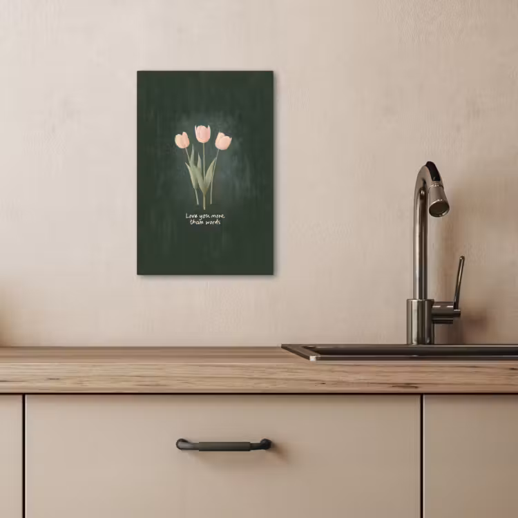 Lienzos decorativos - Tulipanes - Rosa - Texto - Amor — 4