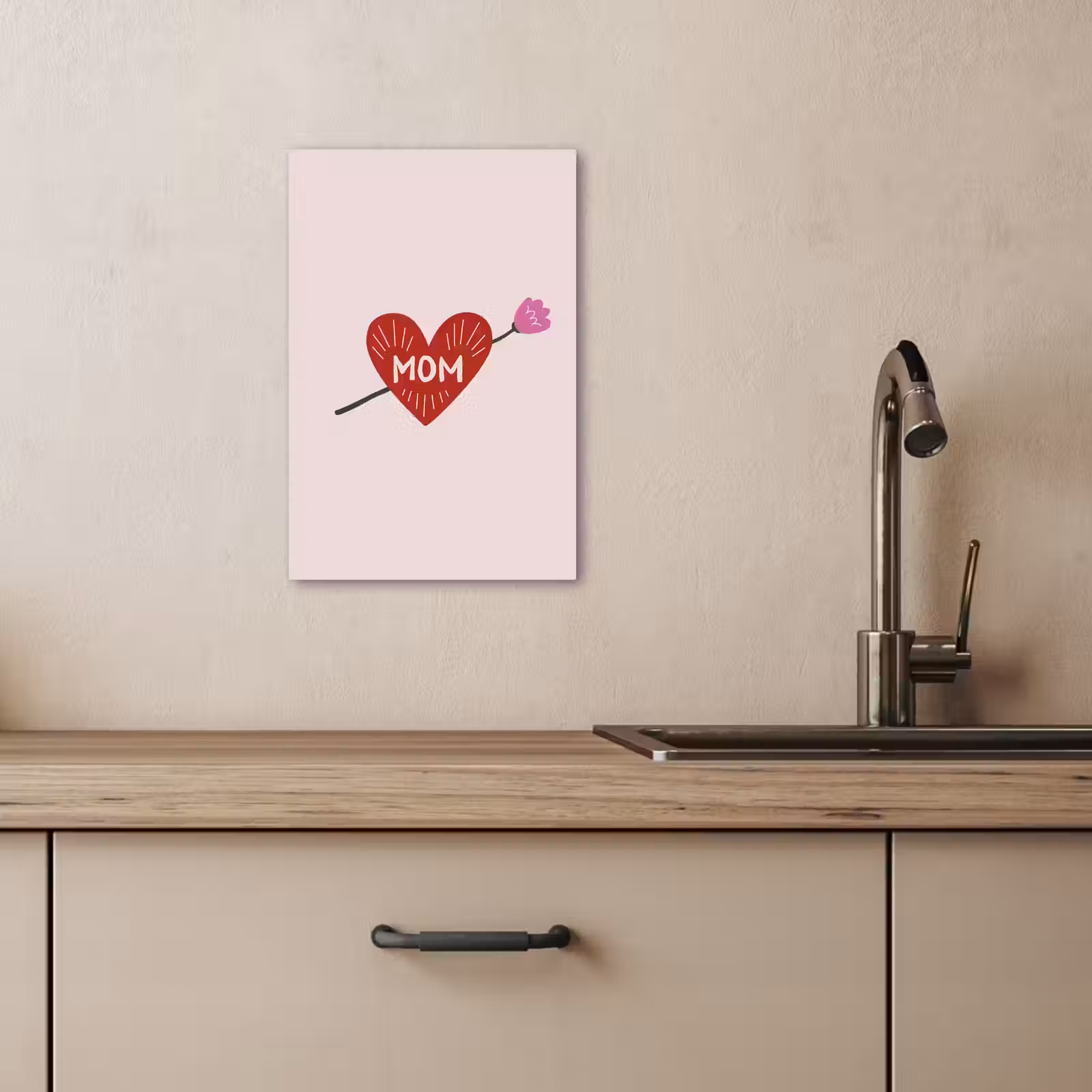 Lienzos decorativos - Corazón - Rojo - Flor - Madre — 1
