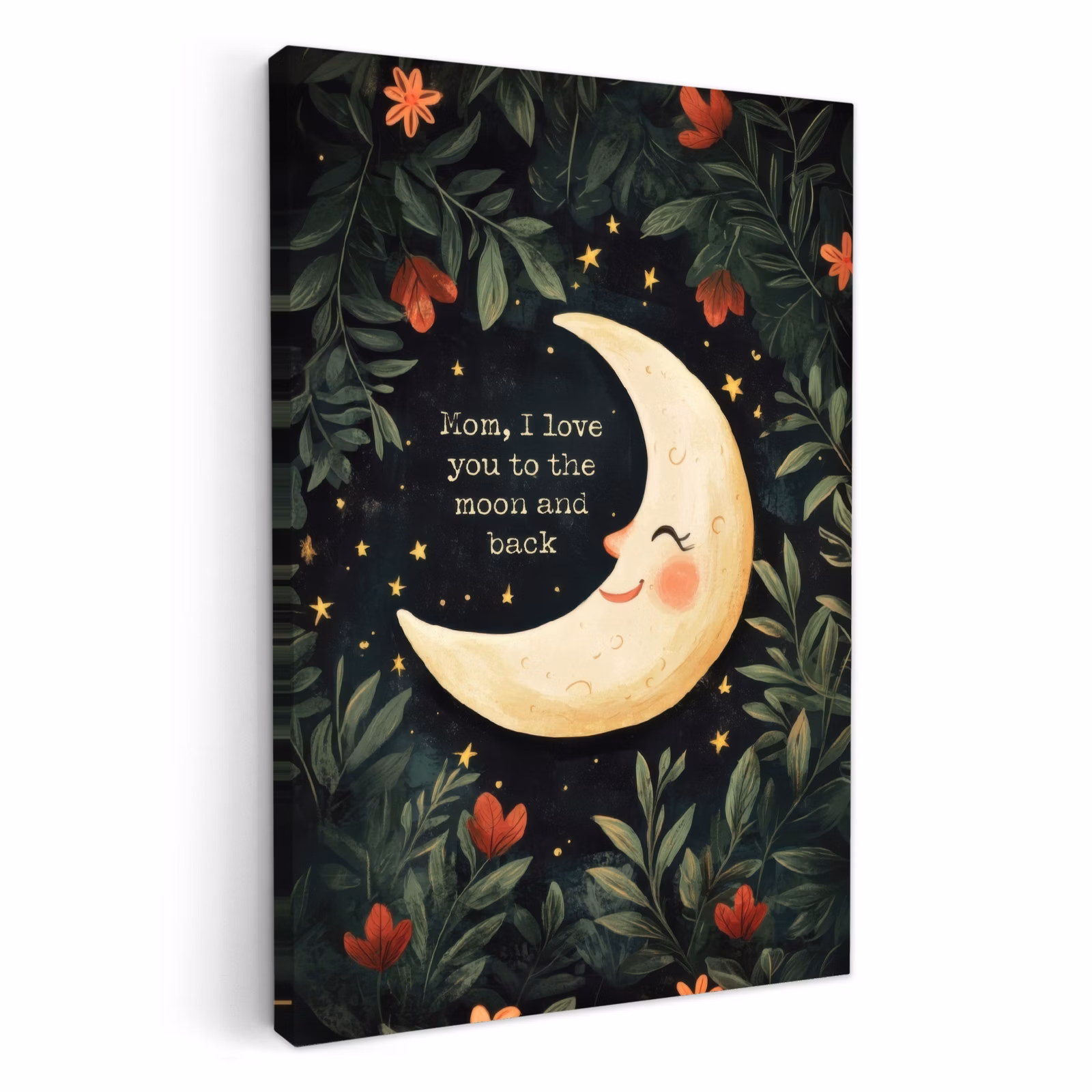 Lienzos decorativos - Luna - Cita - Flores - Estrellas — 1