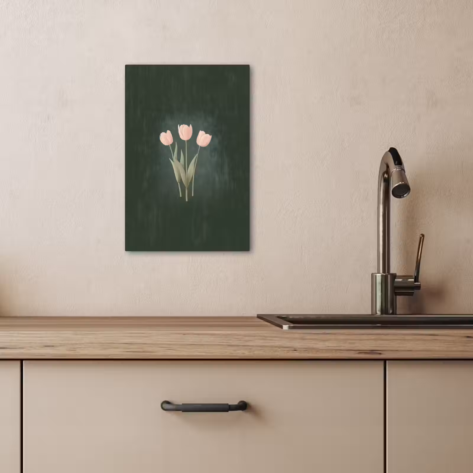Lienzos decorativos - Tulipanes - Amor - Verde oscuro — 1