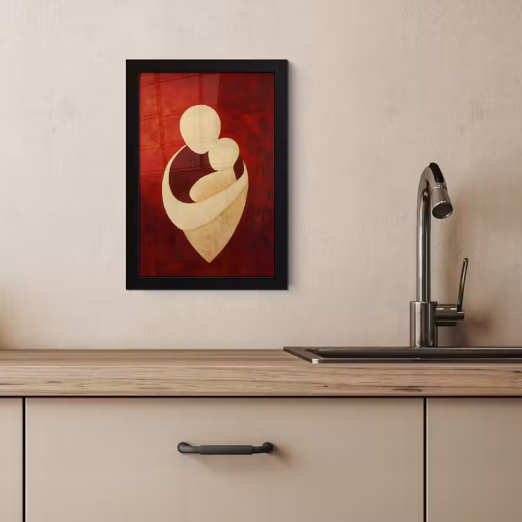 Cuadros enmarcados - Abstracto - Madre - Niño - Rojo — 4