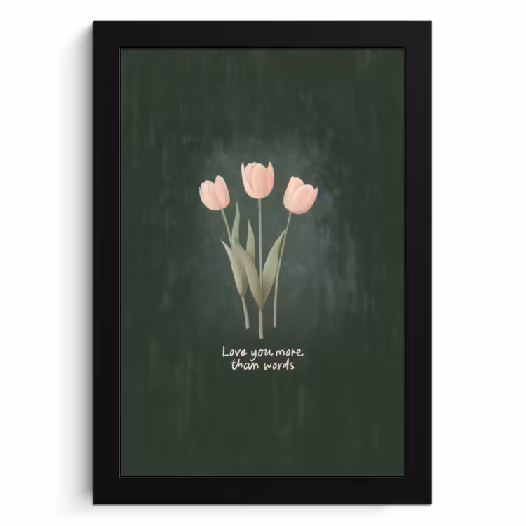 Cuadros enmarcados - Tulipanes - Rosa - Texto - Amor — 1