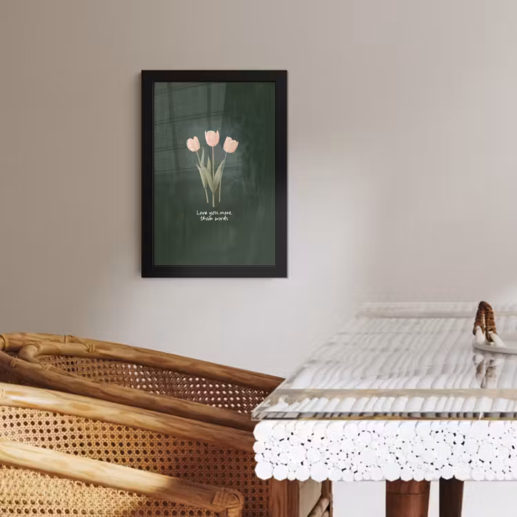Cuadros enmarcados - Tulipanes - Rosa - Texto - Amor — 4