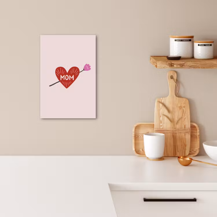 Lienzos decorativos - Corazón - Rojo - Flor - Madre — 3