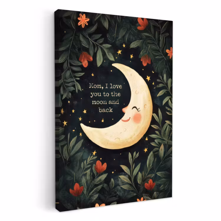 Lienzos decorativos - Luna - Cita - Flores - Estrellas — 1