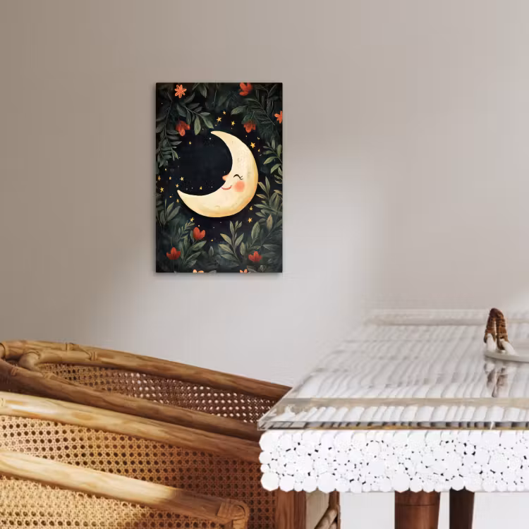 Lienzos decorativos - Luna - Flores - Cielo nocturno — 3
