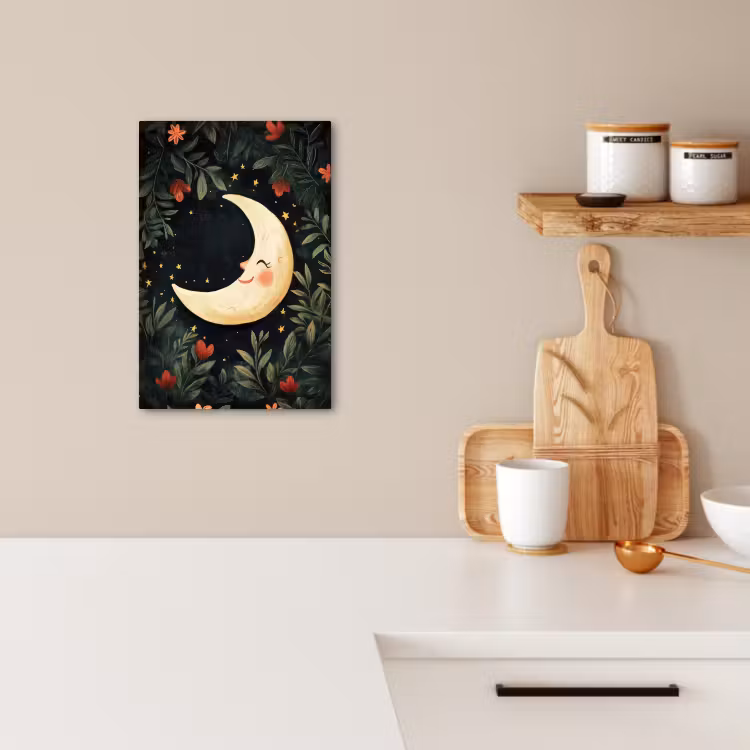 Lienzos decorativos - Luna - Flores - Cielo nocturno — 4