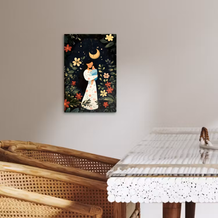 Lienzos decorativos - Madre - Niño - Colorido - Flores — 2