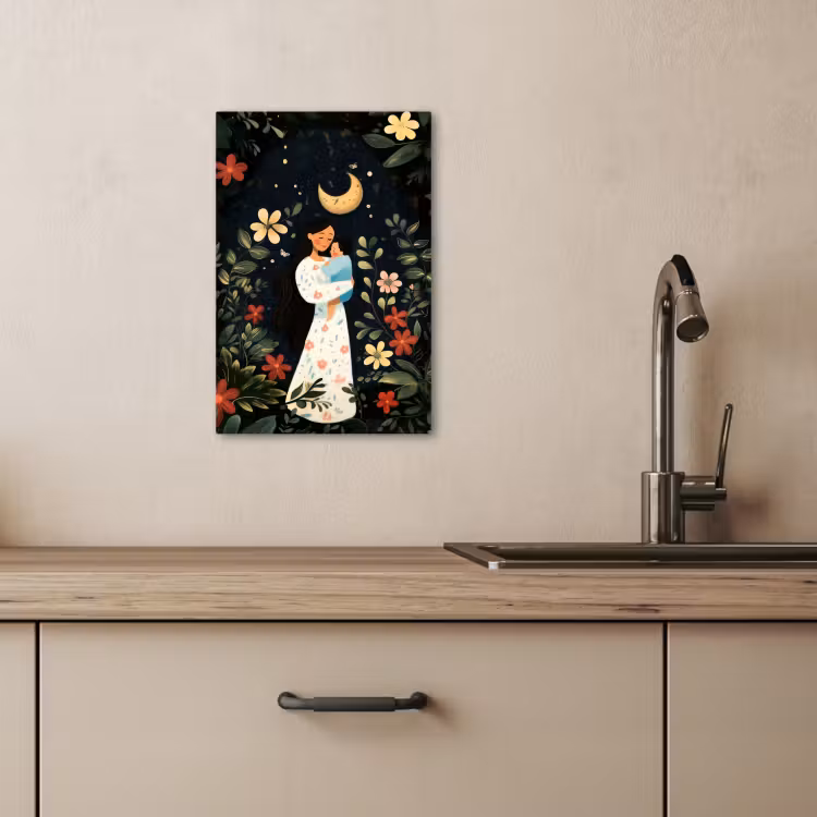 Lienzos decorativos - Madre - Niño - Colorido - Flores — 3