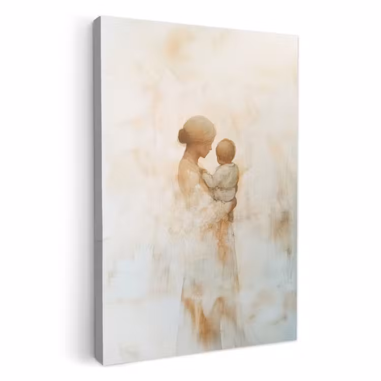Lienzos decorativos - Niño - Madre - Acuarela — 1