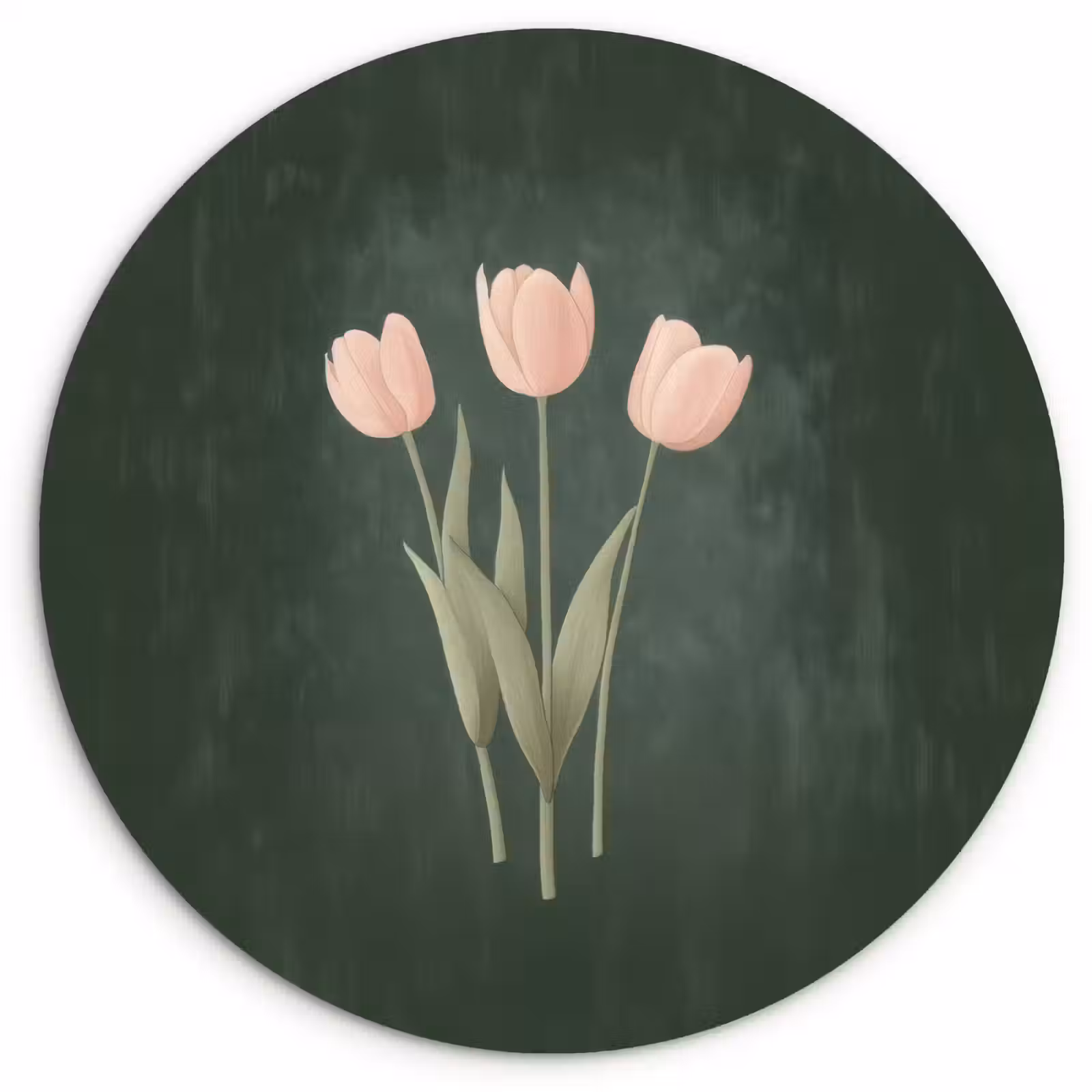 Cuadro redondo - Tulipanes - Amor - Verde oscuro — 1