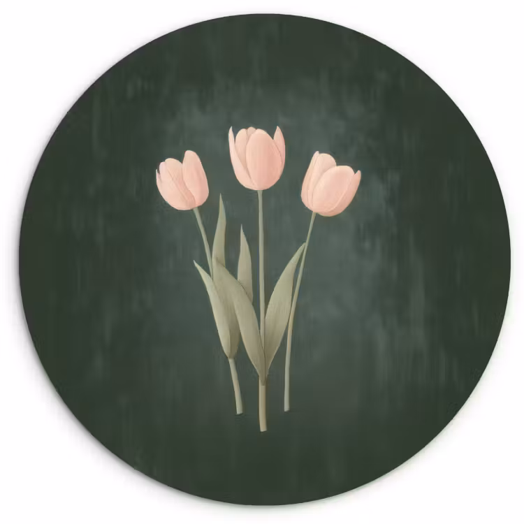 Cuadro redondo - Tulipanes - Amor - Verde oscuro — 1