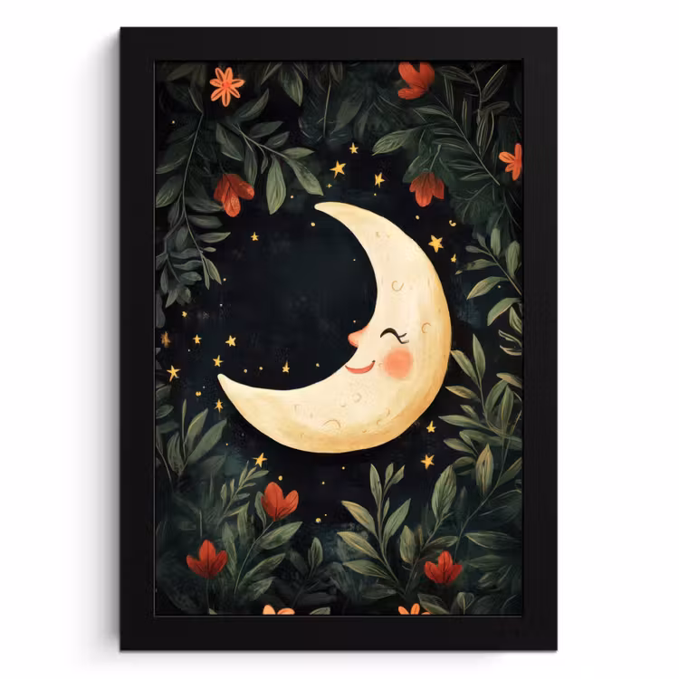 Cuadros enmarcados - Luna - Flores - Cielo nocturno — 1