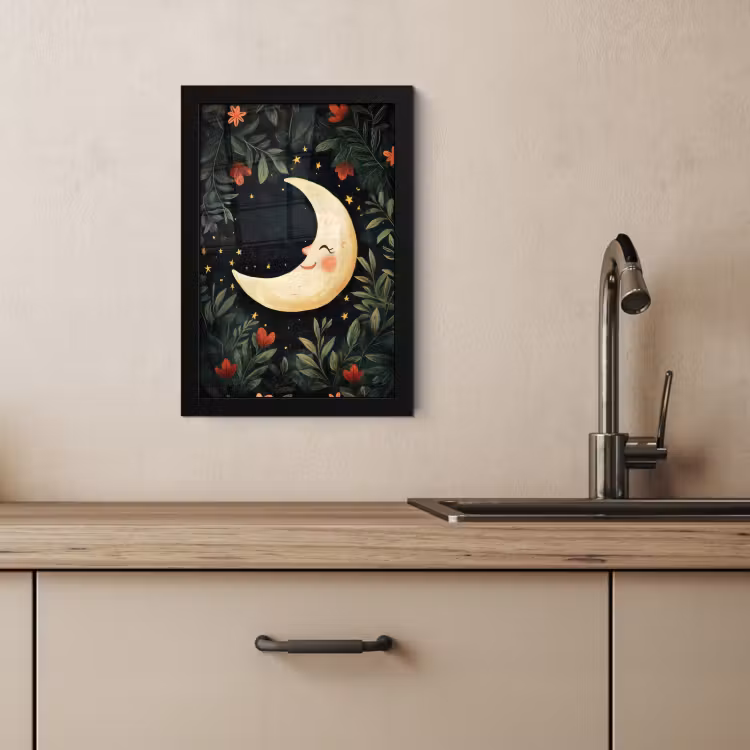 Cuadros enmarcados - Luna - Flores - Cielo nocturno — 4