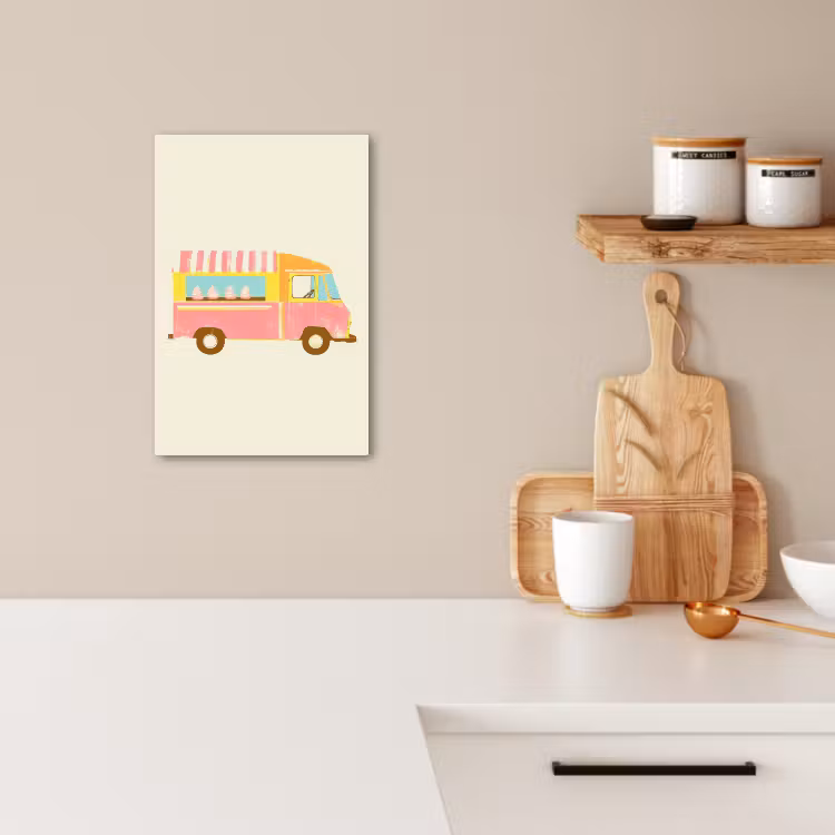 Lienzos decorativos - Carrito de helados - Retro - Helados suaves - Rosa — 2