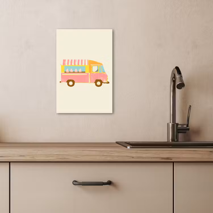 Lienzos decorativos - Carrito de helados - Retro - Helados suaves - Rosa — 4