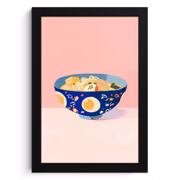 Cuadros enmarcados - Fideos - Cuenco - Azul - Ilustración — 1