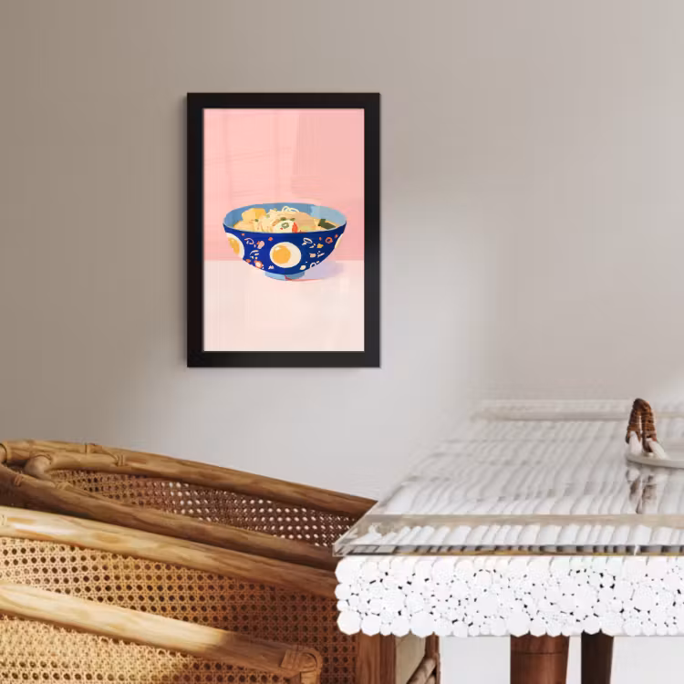 Cuadros enmarcados - Fideos - Cuenco - Azul - Ilustración — 2