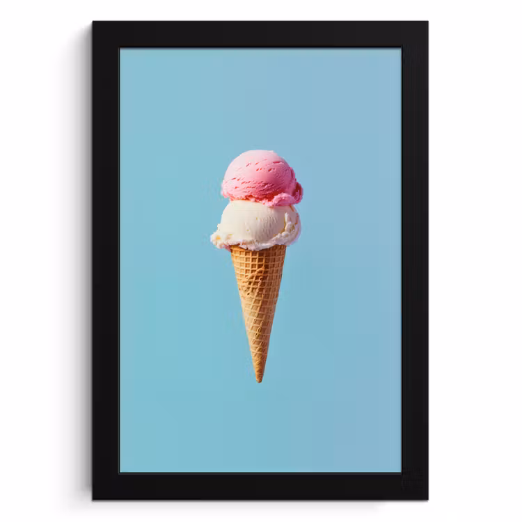 Cuadros enmarcados - Scoop helado - cono - Azul — 1
