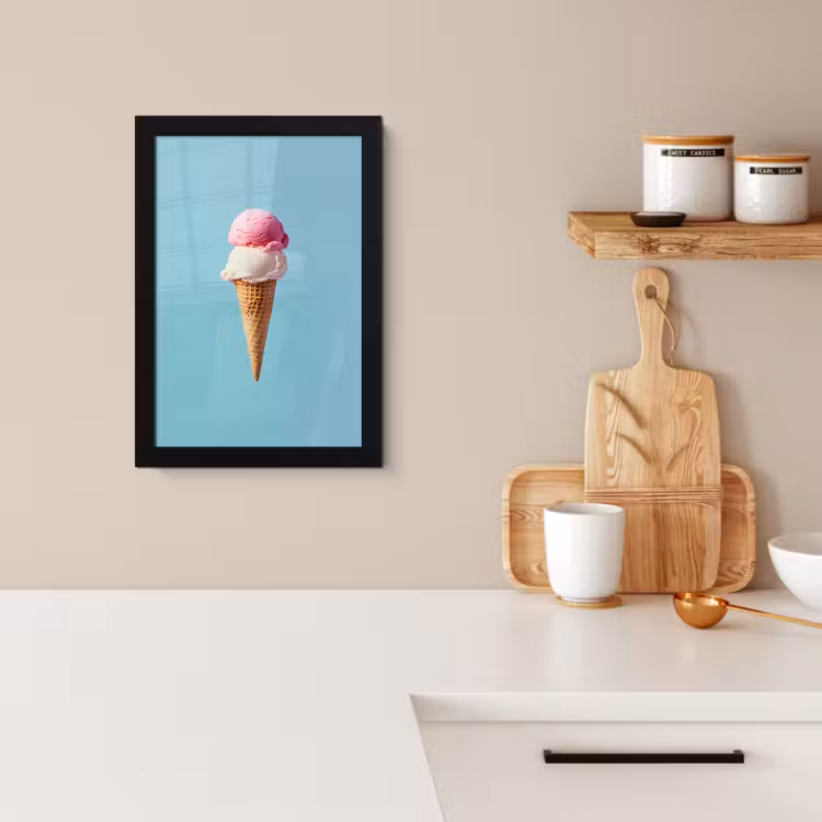 Cuadros enmarcados - Scoop helado - cono - Azul — 3