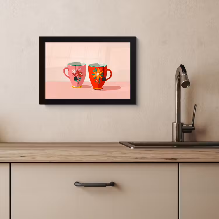 Cuadros enmarcados - Tazas de té - Flores - Rosa - Bolsitas de té — 2