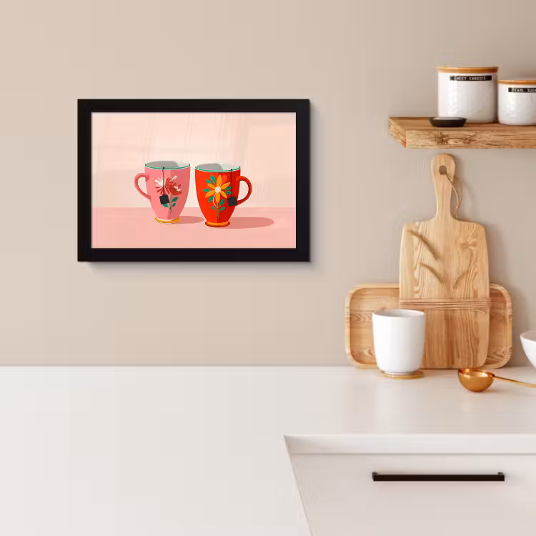 Cuadros enmarcados - Tazas de té - Flores - Rosa - Bolsitas de té — 3
