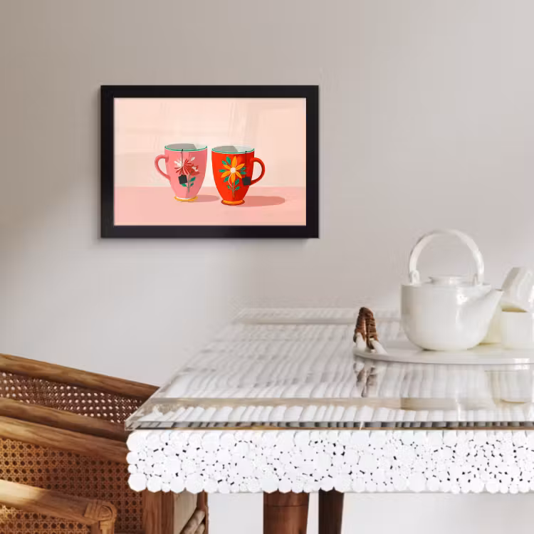 Cuadros enmarcados - Tazas de té - Flores - Rosa - Bolsitas de té — 4