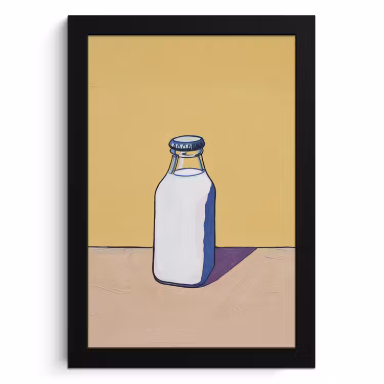 Cuadros enmarcados - Vasos - Botella - Ilustración - Leche — 1