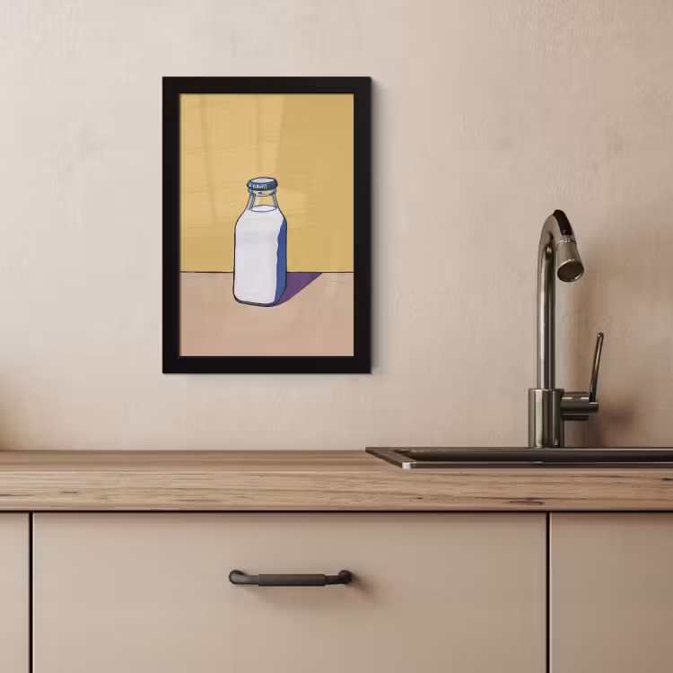 Cuadros enmarcados - Vasos - Botella - Ilustración - Leche — 2