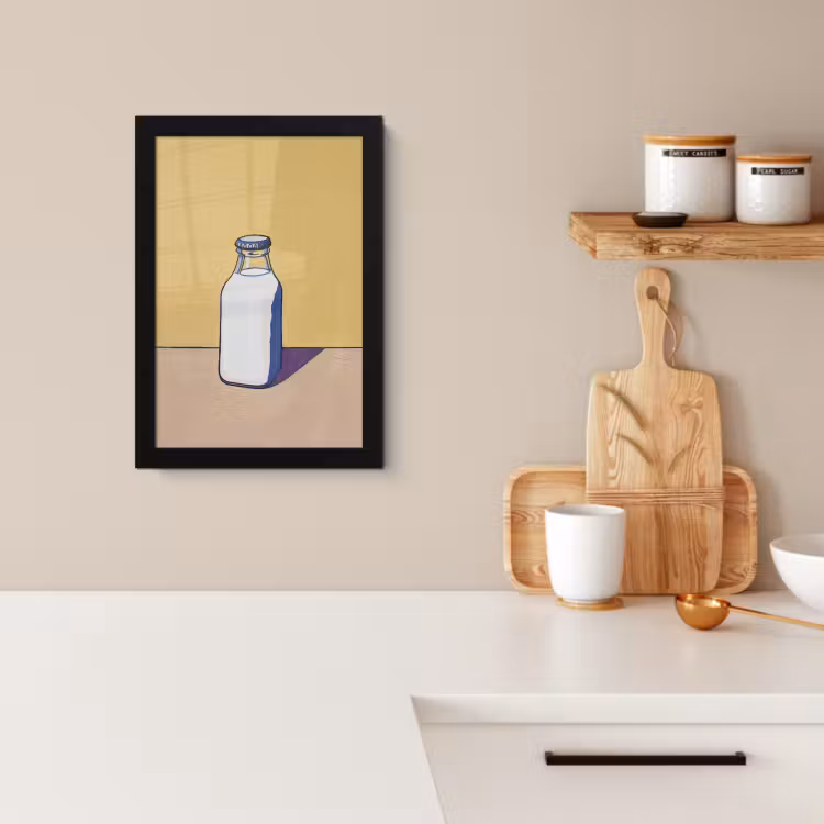 Cuadros enmarcados - Vasos - Botella - Ilustración - Leche — 3