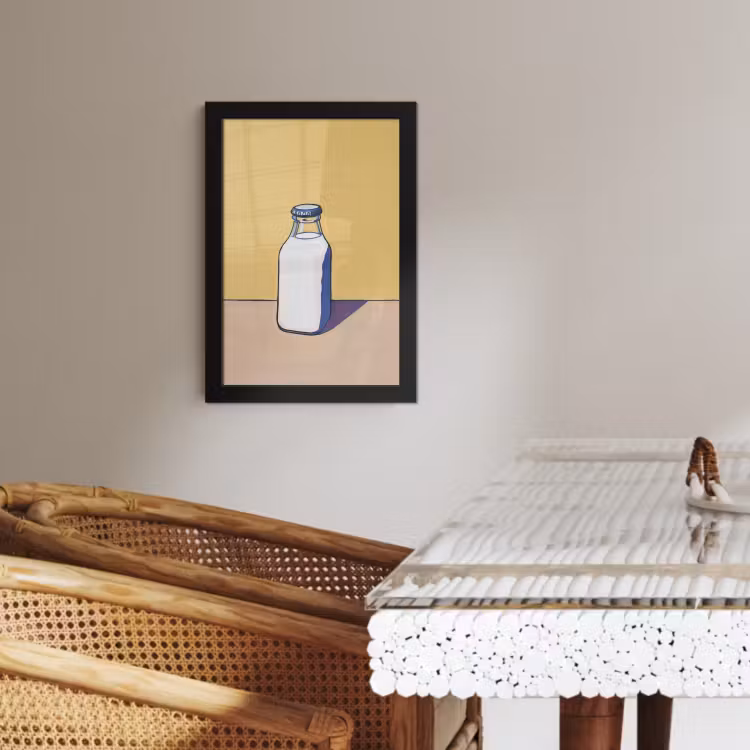 Cuadros enmarcados - Vasos - Botella - Ilustración - Leche — 4