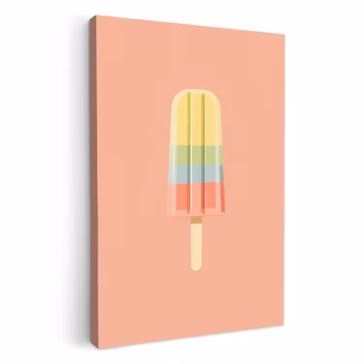 Lienzos decorativos - Helado de agua - Tonos pastel - Minimalista — 1