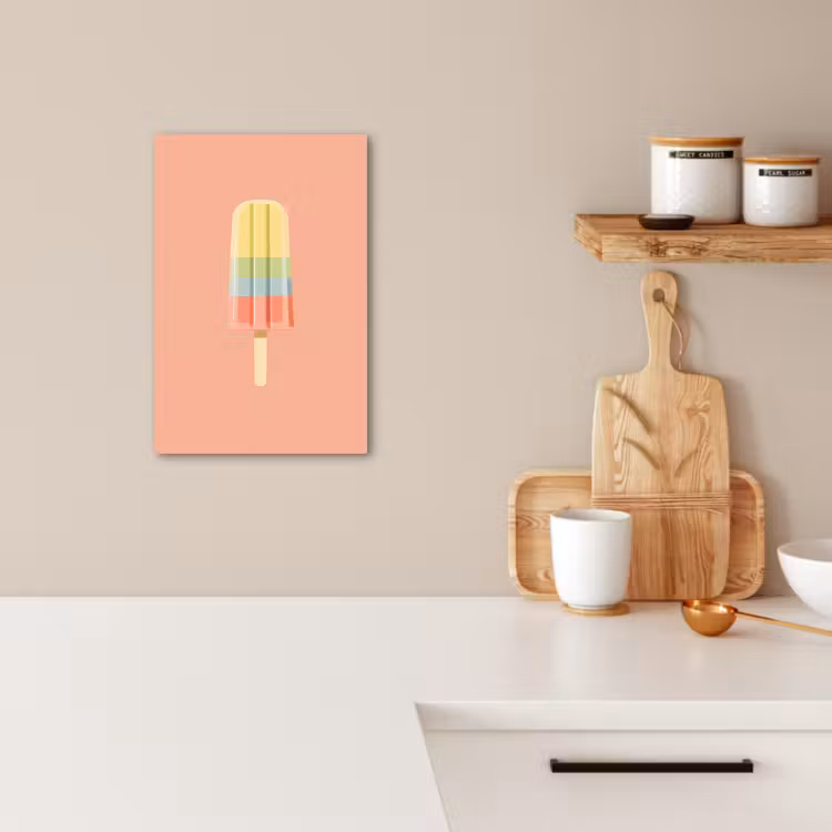 Lienzos decorativos - Helado de agua - Tonos pastel - Minimalista — 3