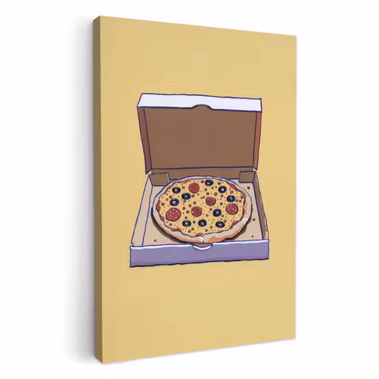 Lienzos decorativos - Pizza - Caja - Salami - Ilustración — 4