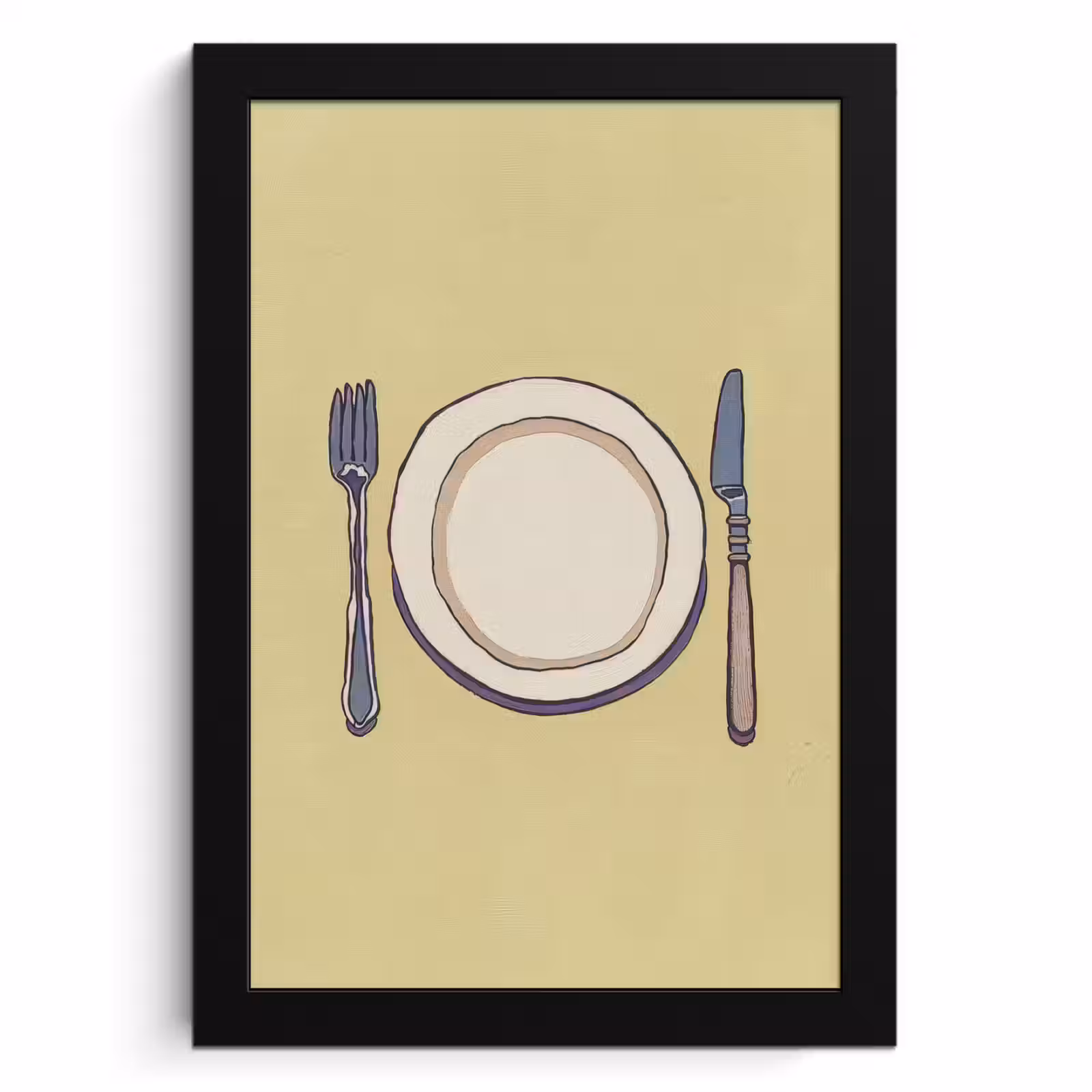 Cuadros enmarcados - Ilustración - Plato - Cubiertos - Beige — 1