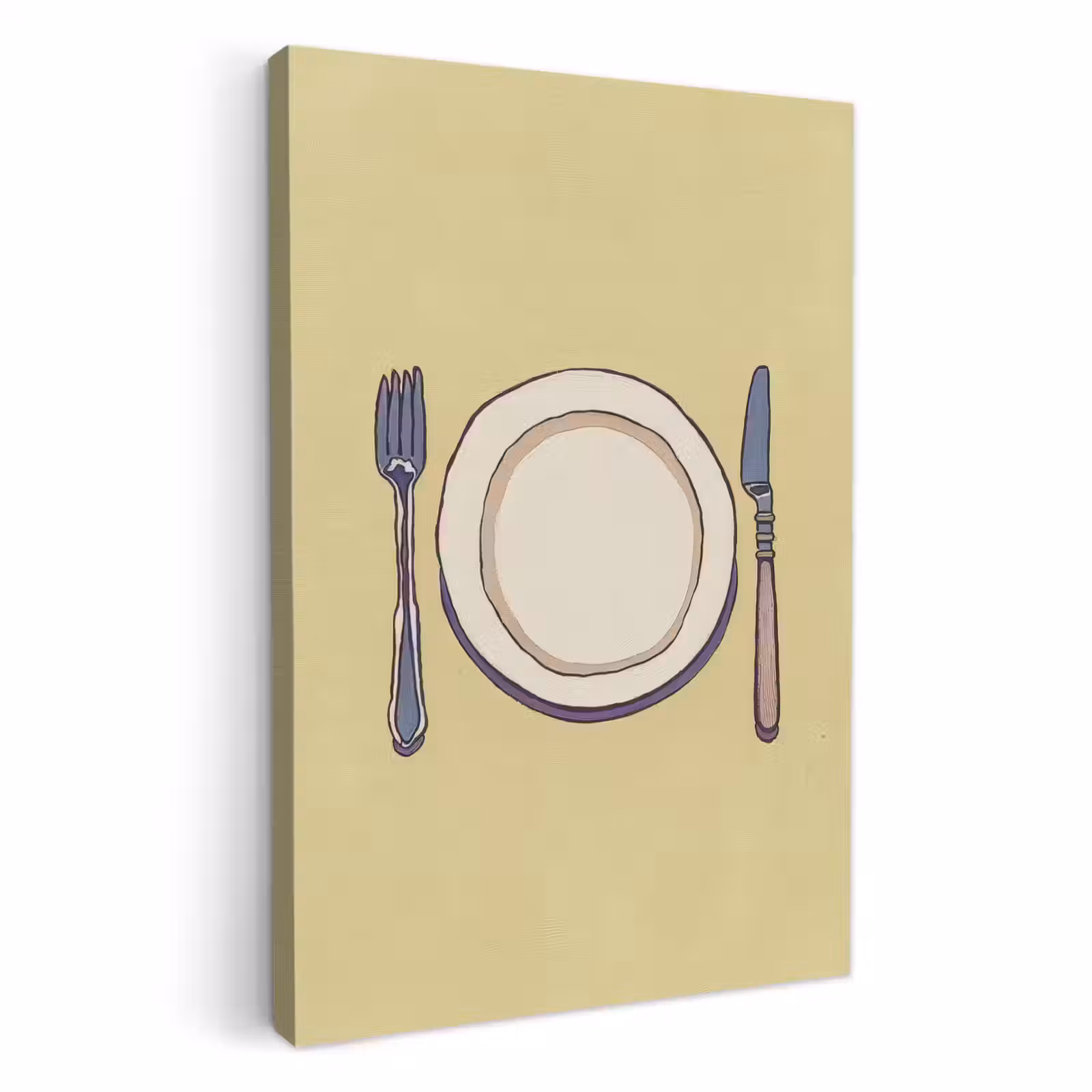 Lienzos decorativos - Ilustración - Plato - Cubiertos - Beige — 1