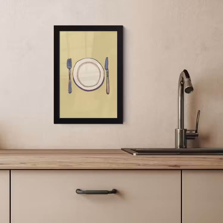 Cuadros enmarcados - Ilustración - Plato - Cubiertos - Beige — 4