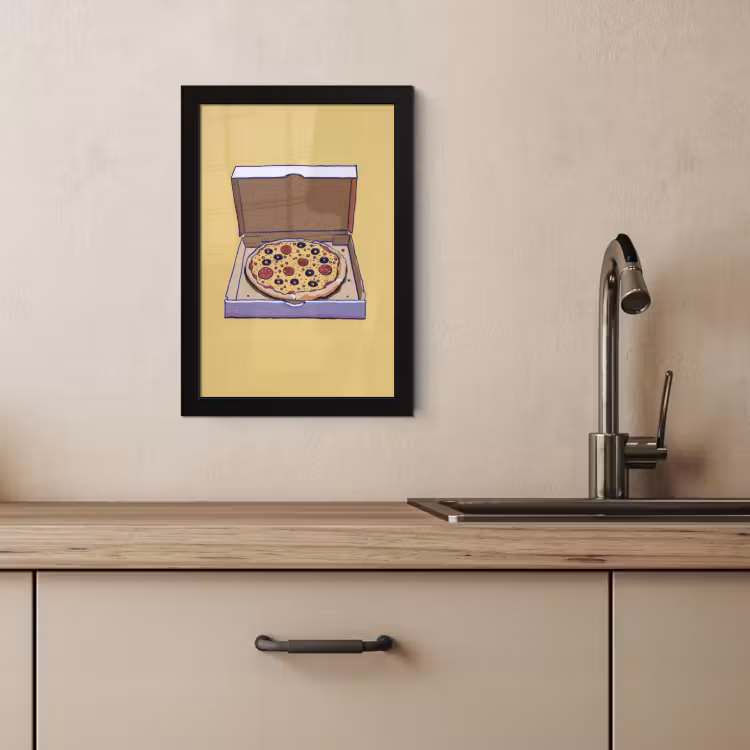 Cuadros enmarcados - Pizza - Caja - Salami - Ilustración — 3